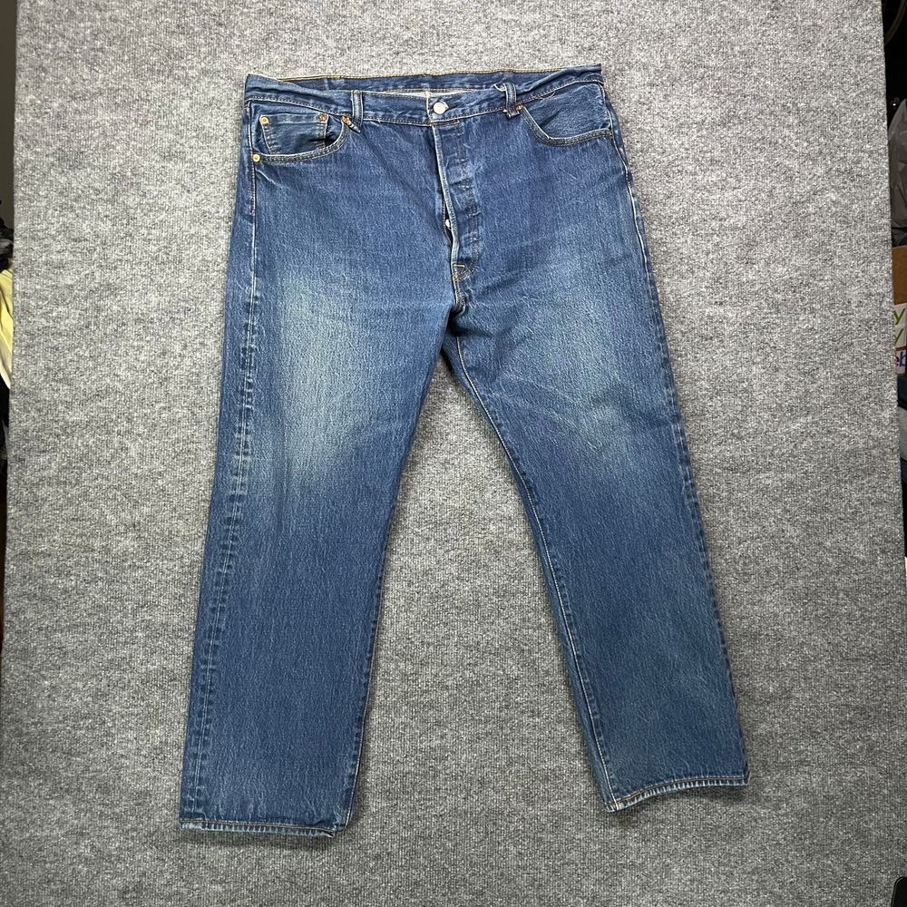 Levi's 501 Jeans Men's Blue‎ Denim High Rise Straight Relaxed Button Fly - 42X32